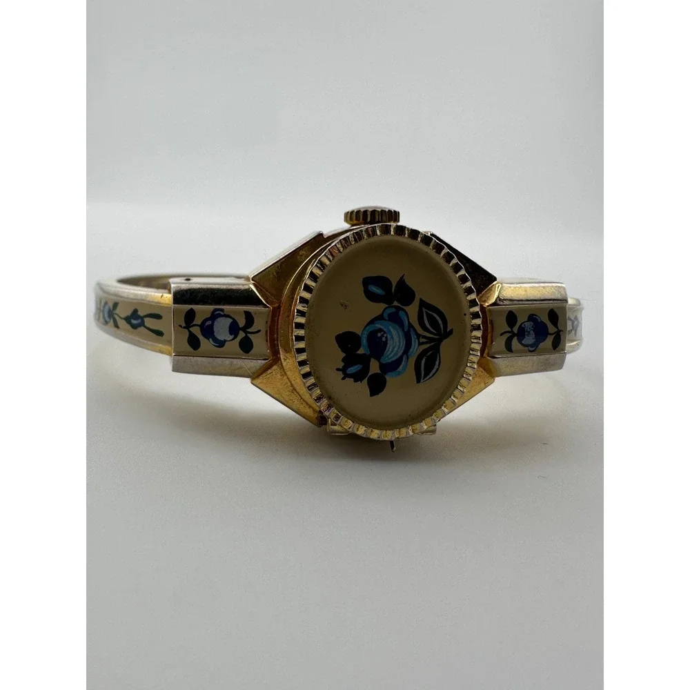 Vintage VaLaire Women's Mechanical Watch Swiss Gold Tone Floral Art Deco Style